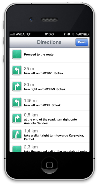 iOS6 Navigasyon Güzergahları
